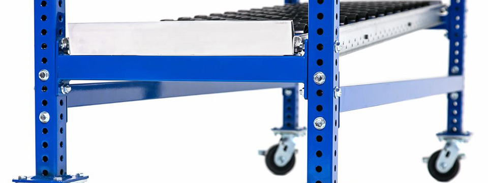 FlowCell Mobile Cart Close Up of Posts Tracks and Casters